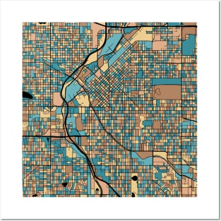 Denver Map Pattern in Mid Century Pastel Posters and Art